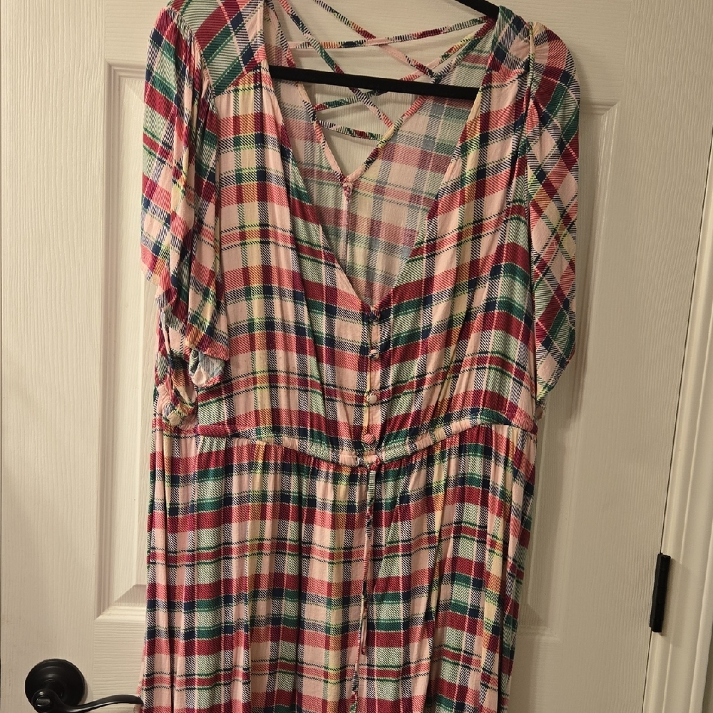 torrid Plaid Midi Dress in Red, Green & Cream